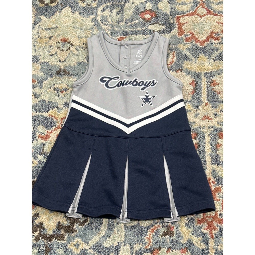 NFL Dallas Cowboys Cheerleader‎ Dress Girls 18M Navy Grey Pleated EUC
